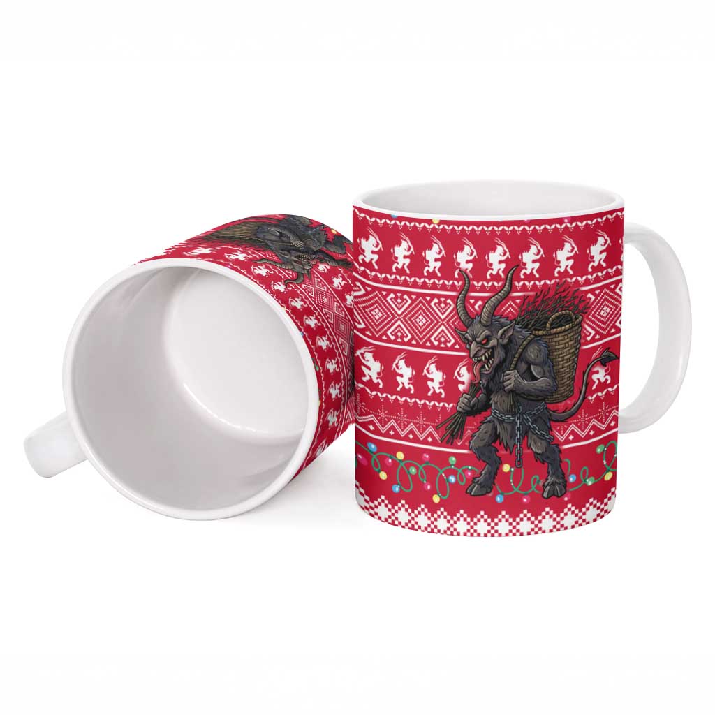 Austria Christmas Ceramic Mug with German Text Red Pattern and Festive Lights - Wonder Print Shop