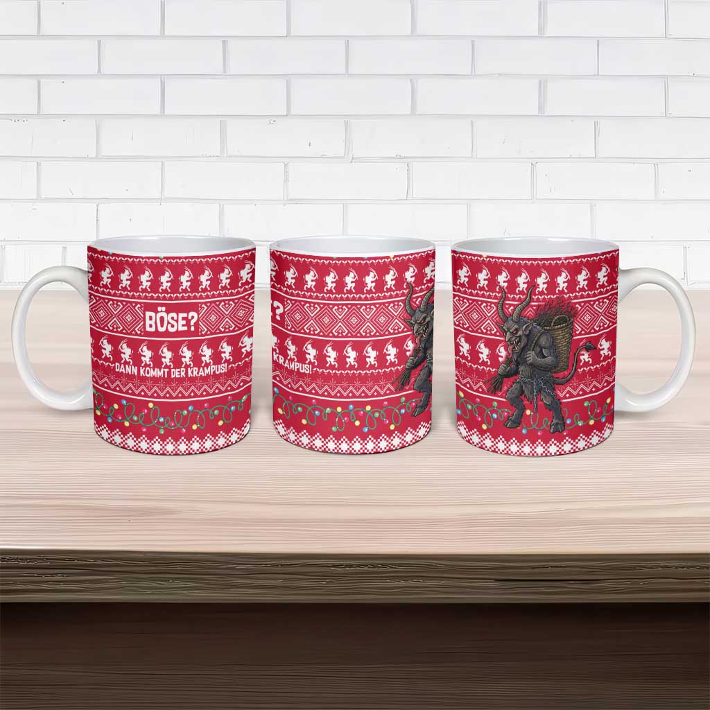 Austria Christmas Ceramic Mug with German Text Red Pattern and Festive Lights - Wonder Print Shop