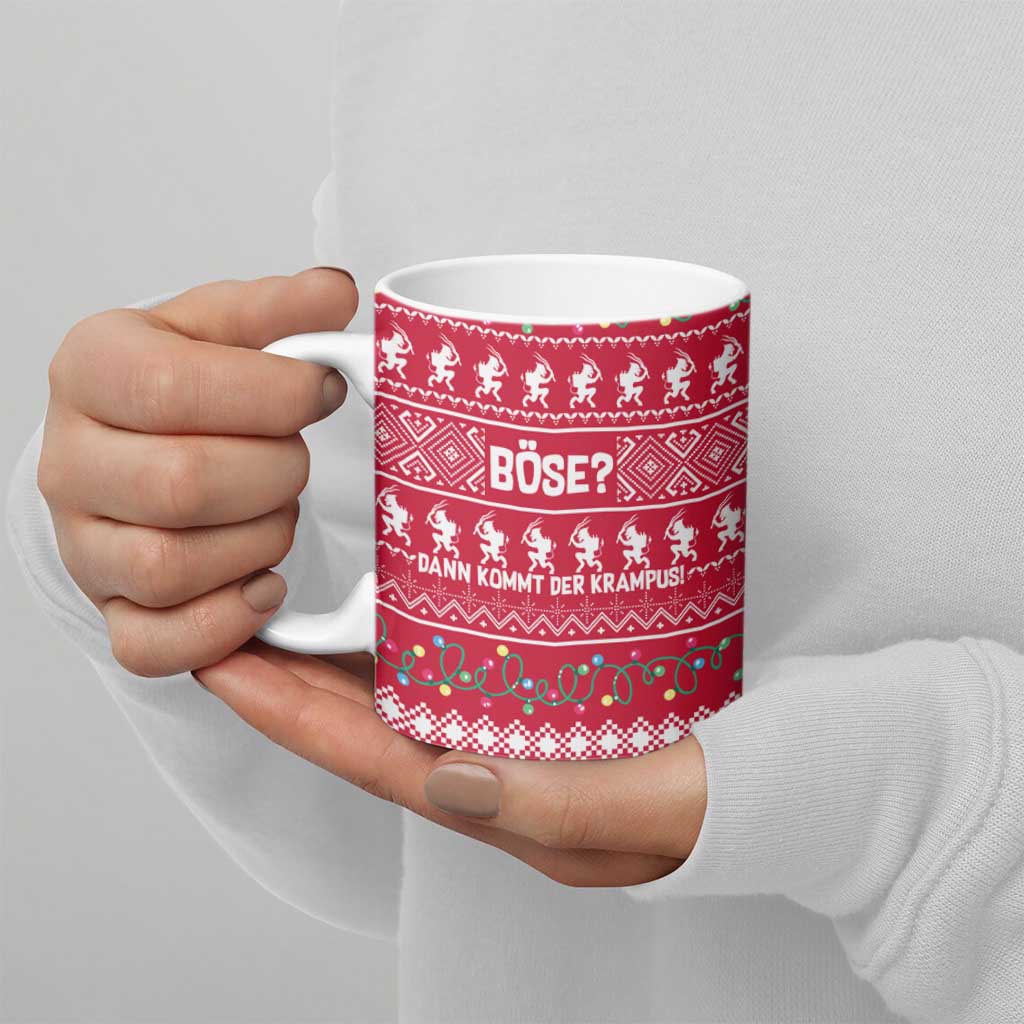 Austria Christmas Ceramic Mug with German Text Red Pattern and Festive Lights - Wonder Print Shop