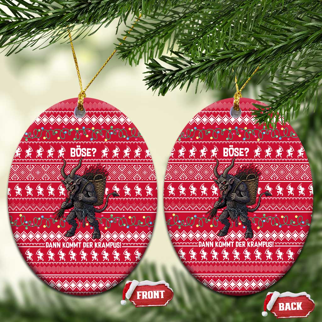 Austria Christmas Ceramic Ornament with German Text Red Pattern and Festive Lights - Wonder Print Shop