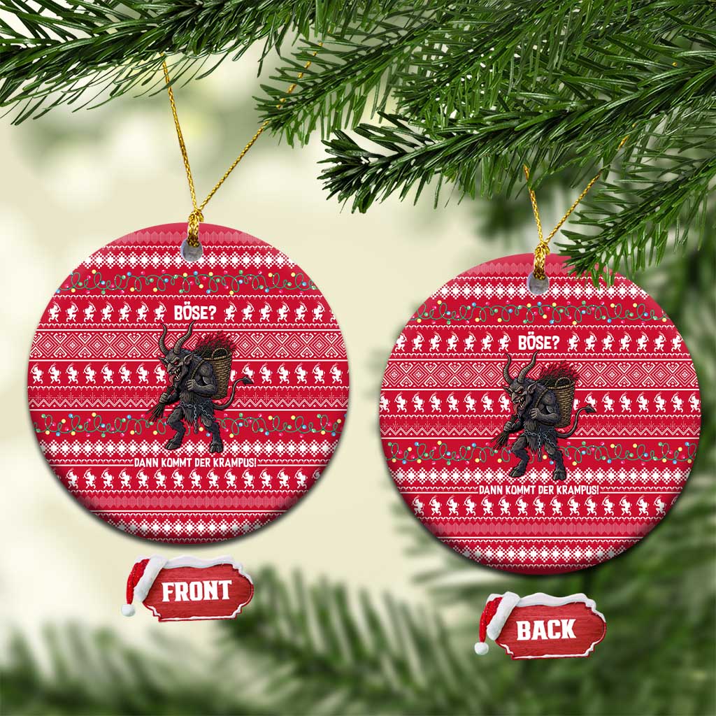 Austria Christmas Ceramic Ornament with German Text Red Pattern and Festive Lights - Wonder Print Shop