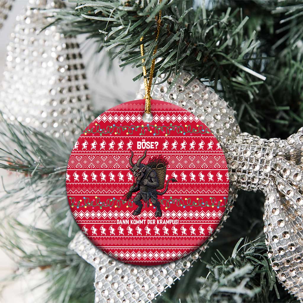 Austria Christmas Ceramic Ornament with German Text Red Pattern and Festive Lights - Wonder Print Shop