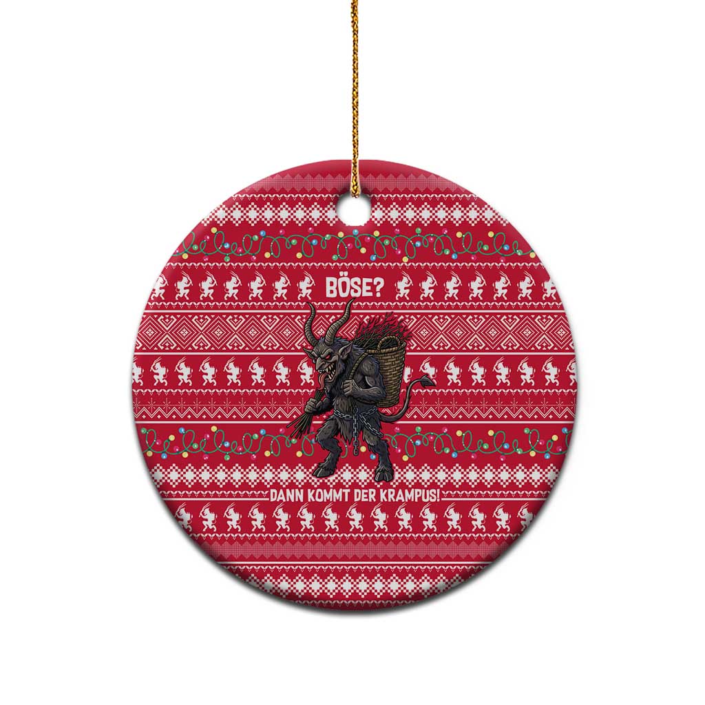 Austria Christmas Ceramic Ornament with German Text Red Pattern and Festive Lights - Wonder Print Shop