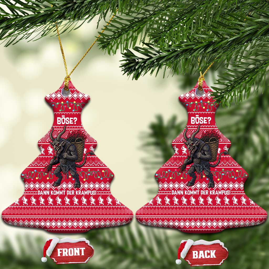 Austria Christmas Ceramic Ornament with German Text Red Pattern and Festive Lights - Wonder Print Shop