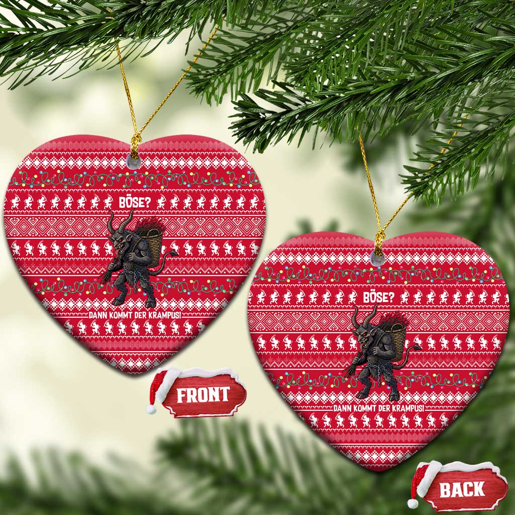 Austria Christmas Ceramic Ornament with German Text Red Pattern and Festive Lights - Wonder Print Shop