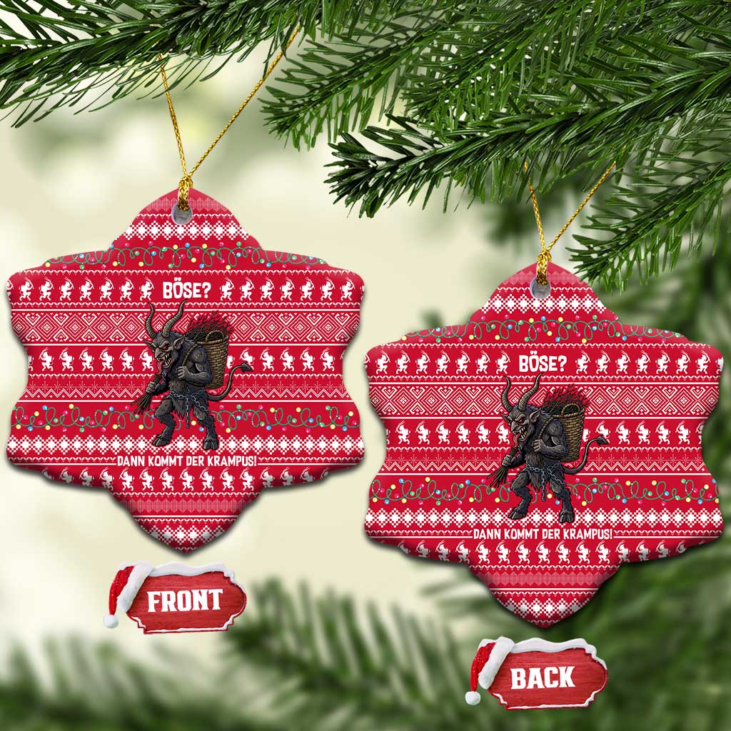 Austria Christmas Ceramic Ornament with German Text Red Pattern and Festive Lights - Wonder Print Shop