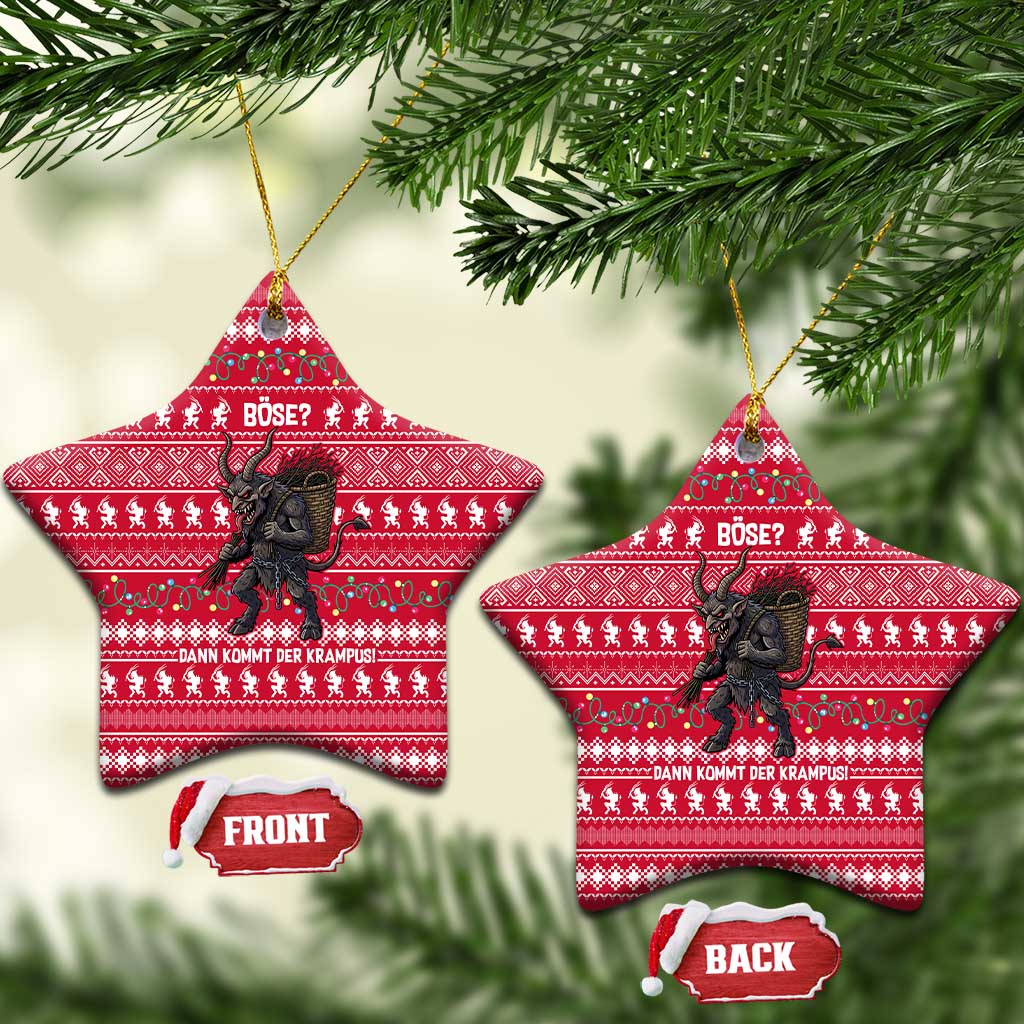Austria Christmas Ceramic Ornament with German Text Red Pattern and Festive Lights - Wonder Print Shop