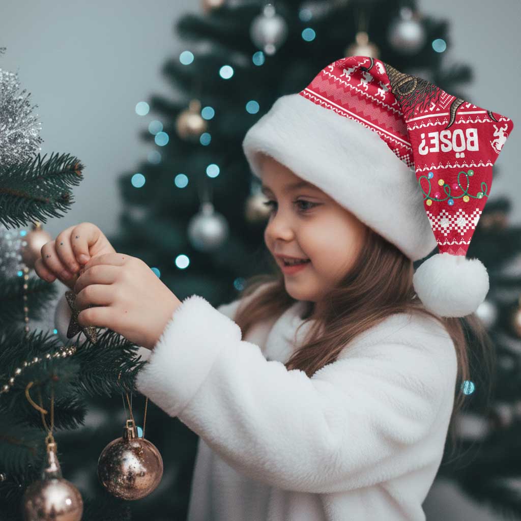 Austria Christmas Santa Hat with German Text Red Pattern and Festive Lights - Wonder Print Shop