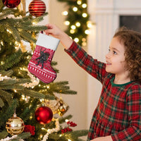 Austria Christmas Stocking with German Text Red Pattern and Festive Lights - Wonder Print Shop