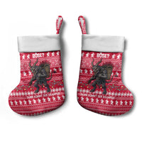 Austria Christmas Stocking with German Text Red Pattern and Festive Lights - Wonder Print Shop