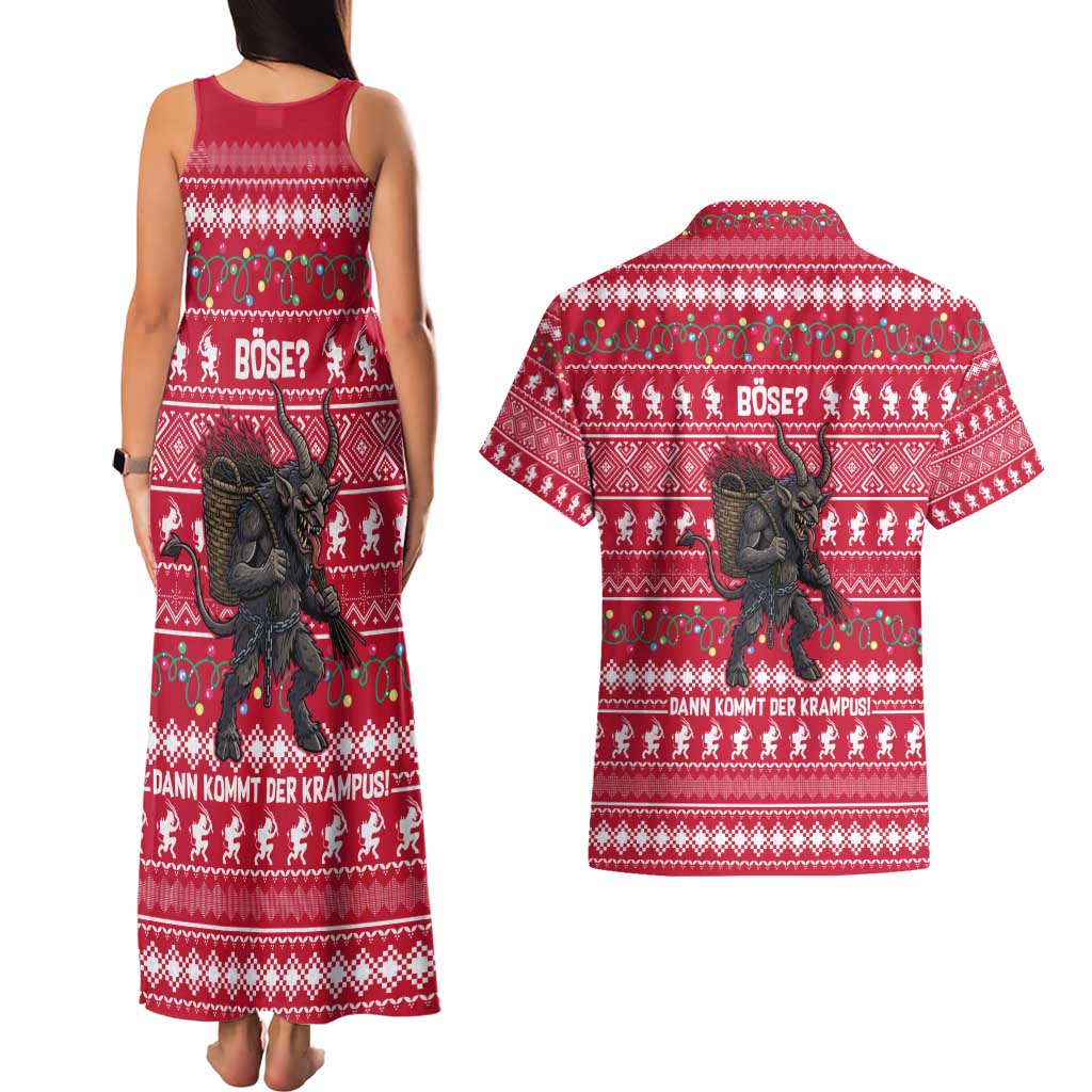 Austria Christmas Couples Matching Tank Maxi Dress and Hawaiian Shirt with German Text Red Pattern and Festive Lights - Wonder Print Shop