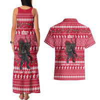 Austria Christmas Couples Matching Tank Maxi Dress and Hawaiian Shirt with German Text Red Pattern and Festive Lights - Wonder Print Shop