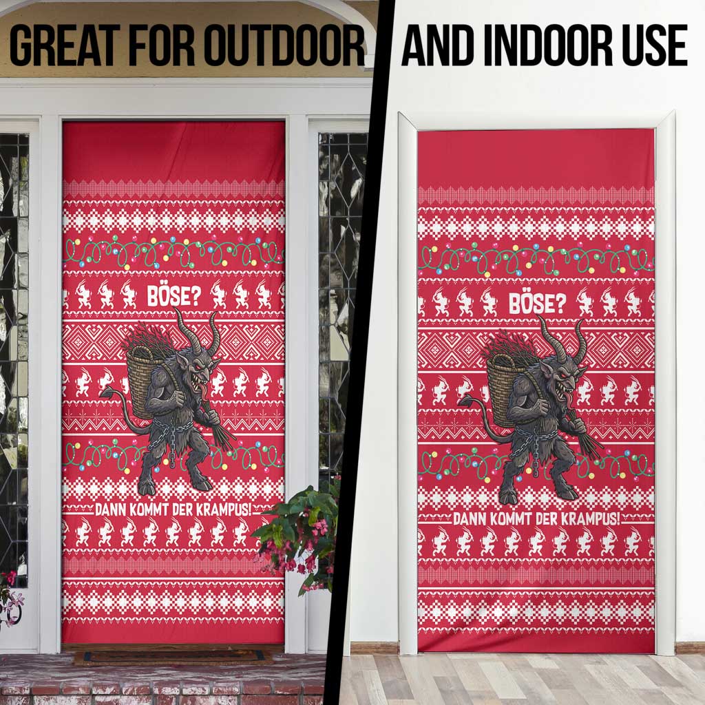 Austria Christmas Door Cover with German Text Red Pattern and Festive Lights - Wonder Print Shop