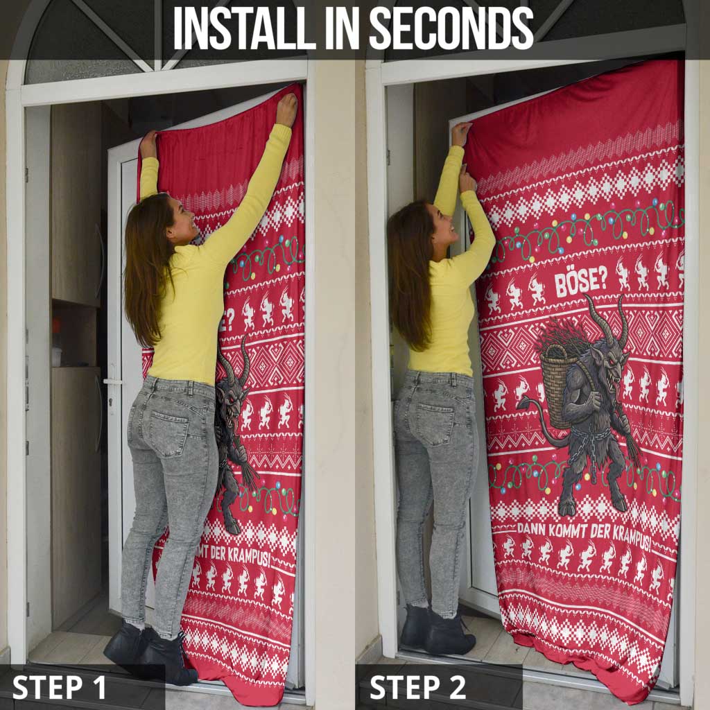 Austria Christmas Door Cover with German Text Red Pattern and Festive Lights - Wonder Print Shop