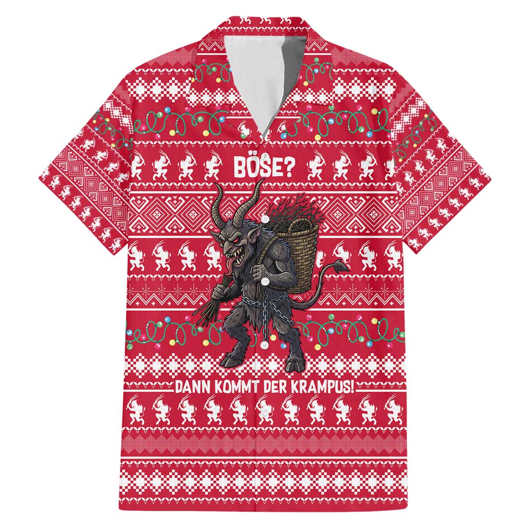 Austria Christmas Family Matching Mermaid Dress and Hawaiian Shirt with German Text Red Pattern and Festive Lights - Wonder Print Shop