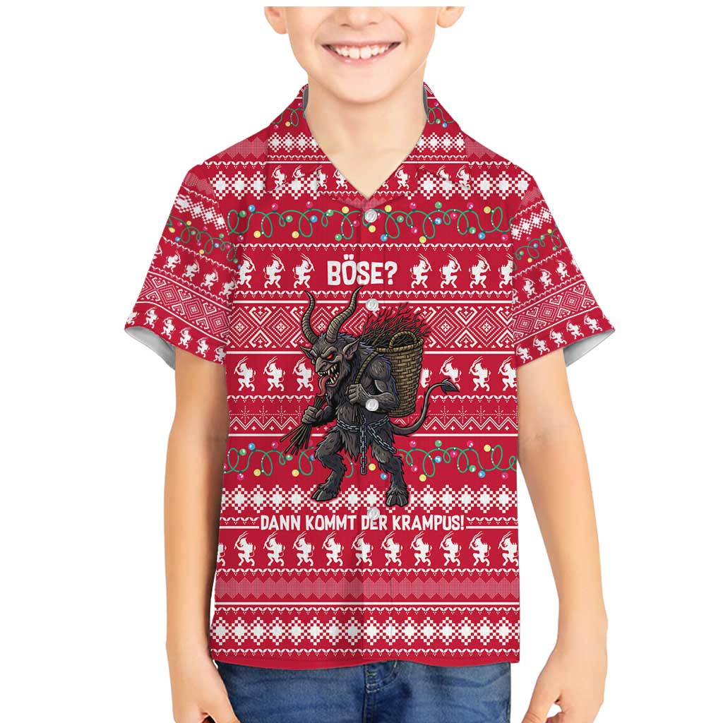 Austria Christmas Family Matching Mermaid Dress and Hawaiian Shirt with German Text Red Pattern and Festive Lights - Wonder Print Shop