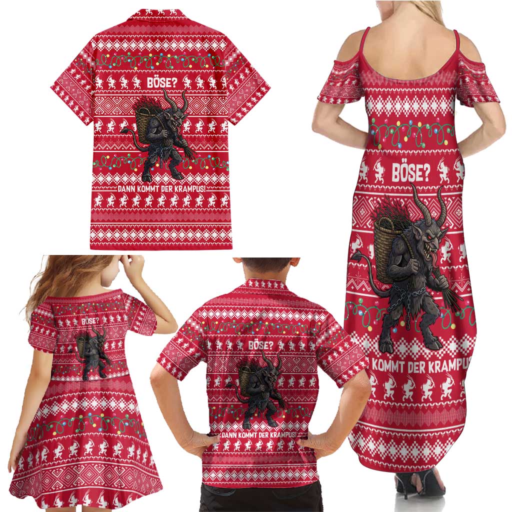 Austria Christmas Family Matching Summer Maxi Dress and Hawaiian Shirt with German Text Red Pattern and Festive Lights - Wonder Print Shop