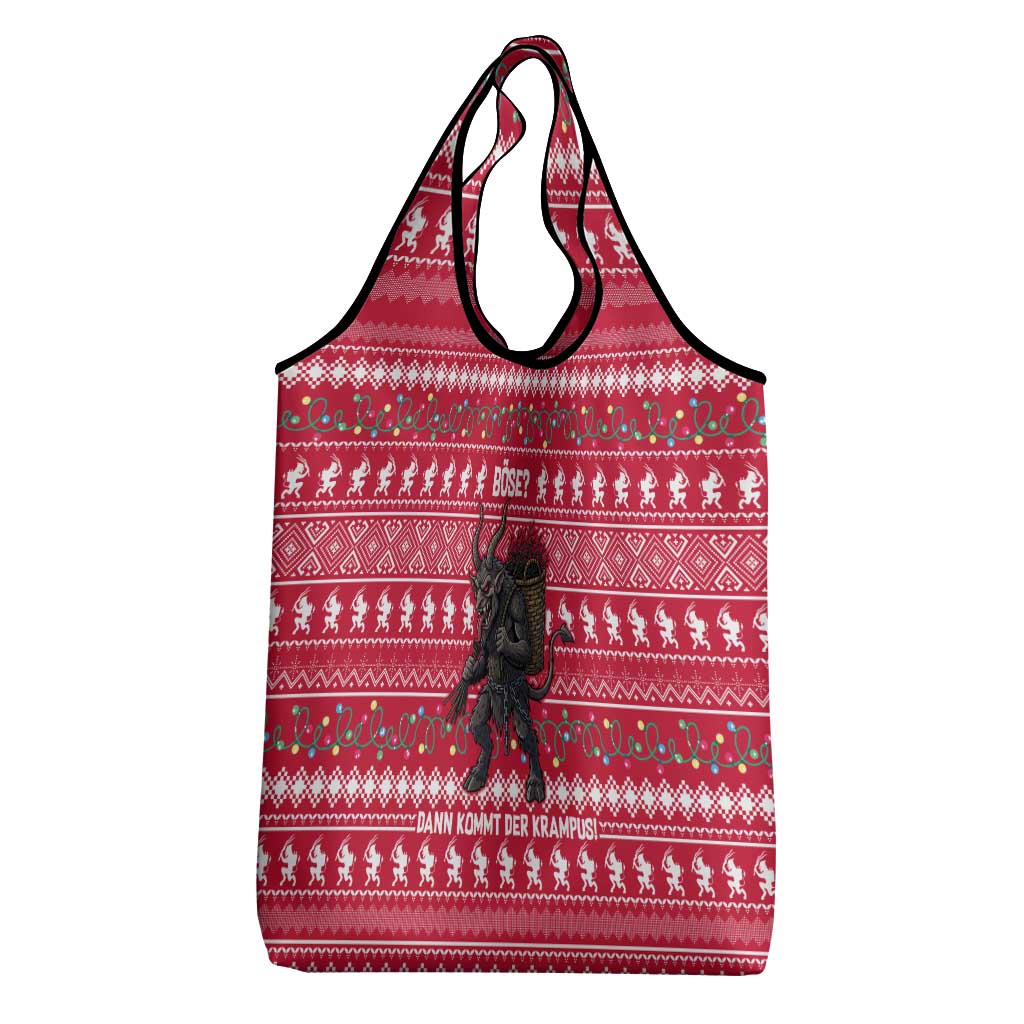 Austria Christmas Grocery Bag with German Text Red Pattern and Festive Lights - Wonder Print Shop