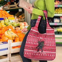 Austria Christmas Grocery Bag with German Text Red Pattern and Festive Lights - Wonder Print Shop