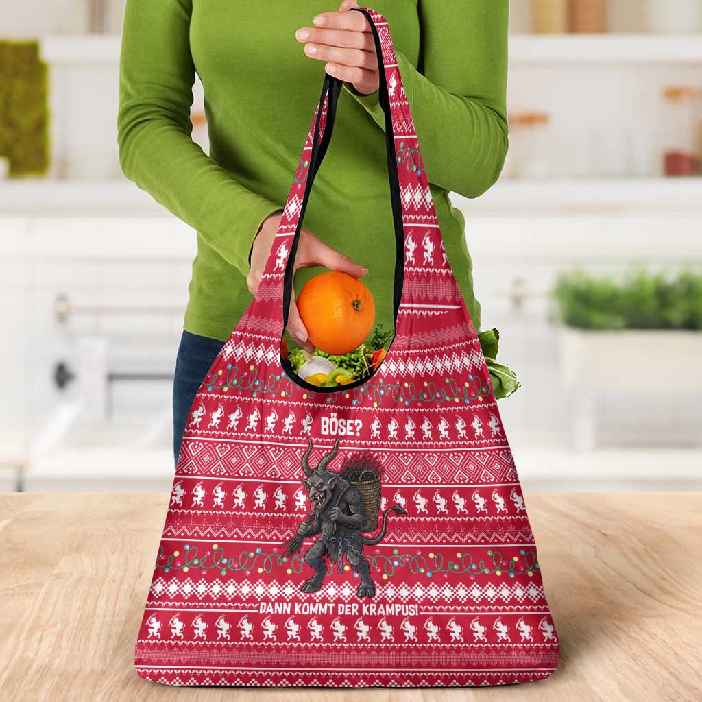 Austria Christmas Grocery Bag with German Text Red Pattern and Festive Lights - Wonder Print Shop