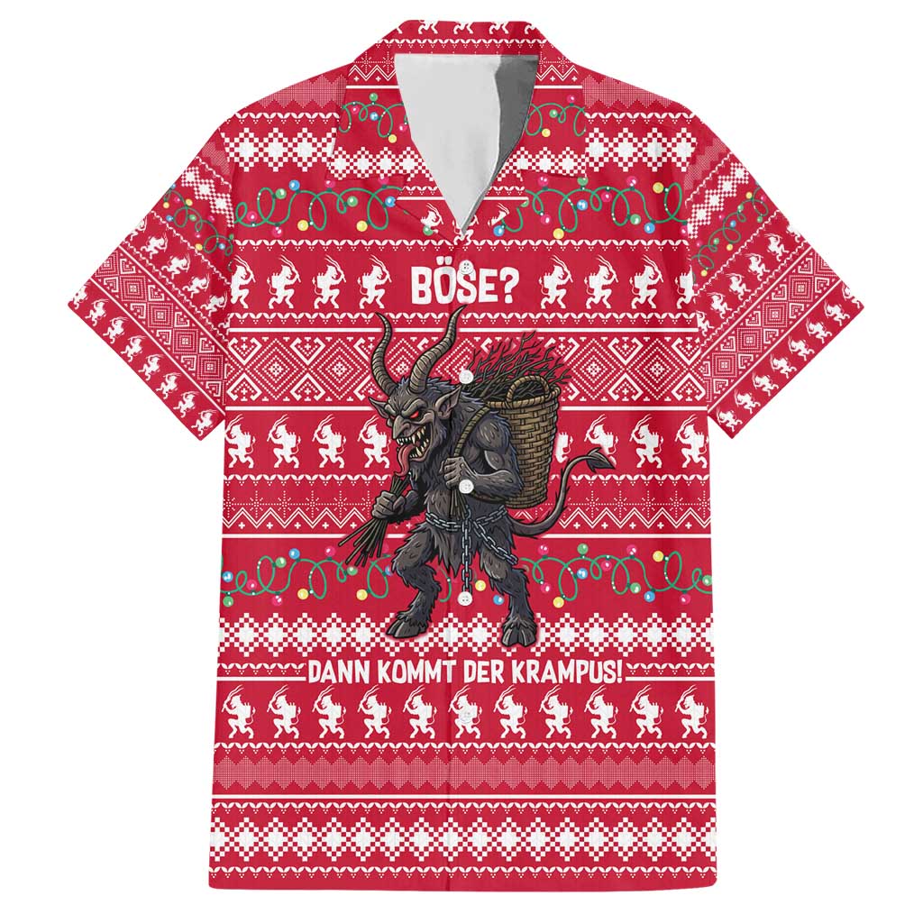 Austria Christmas Hawaiian Shirt with German Text Red Pattern and Festive Lights - Wonder Print Shop