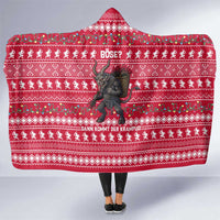 Austria Christmas Hooded Blanket with German Text Red Pattern and Festive Lights - Wonder Print Shop