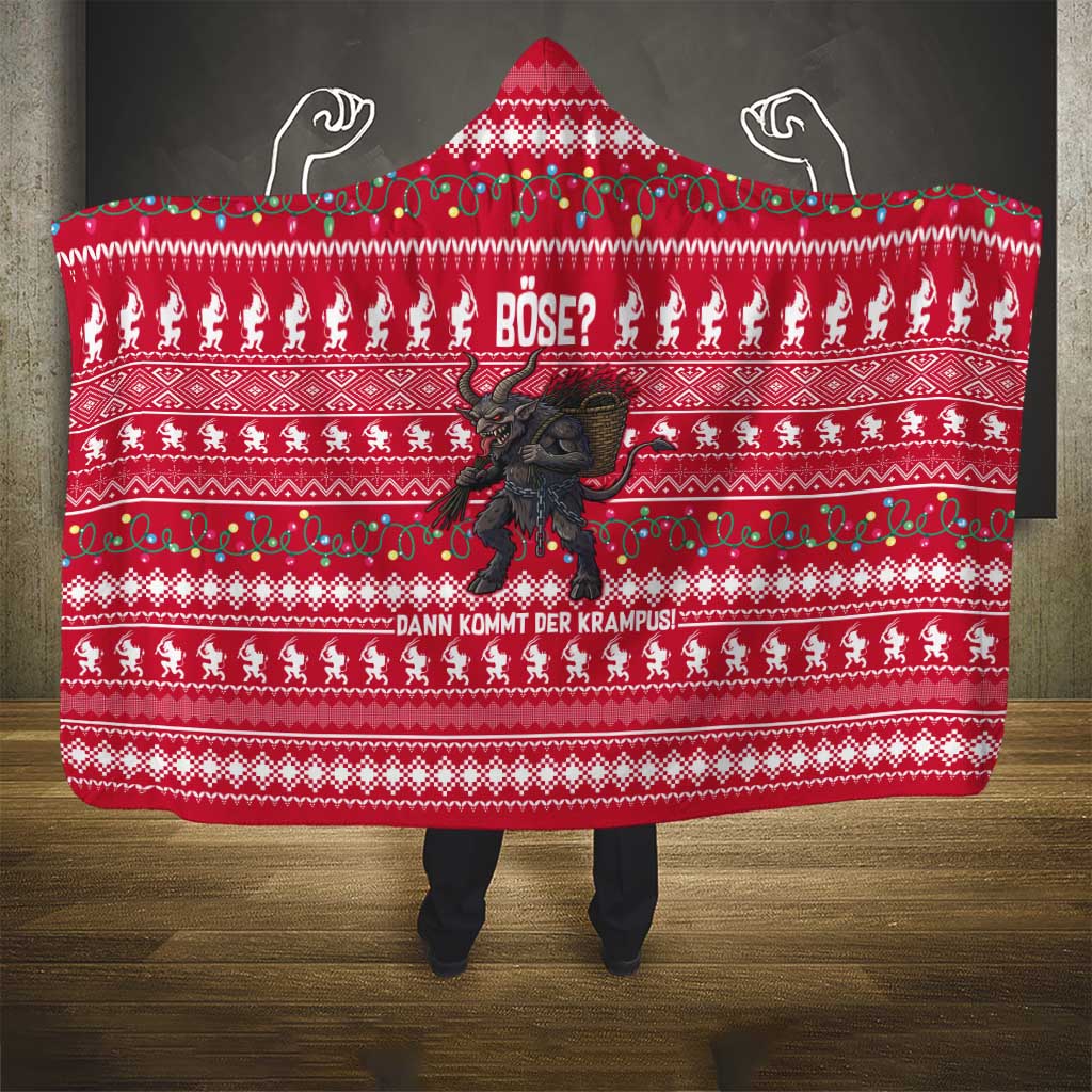Austria Christmas Hooded Blanket with German Text Red Pattern and Festive Lights - Wonder Print Shop