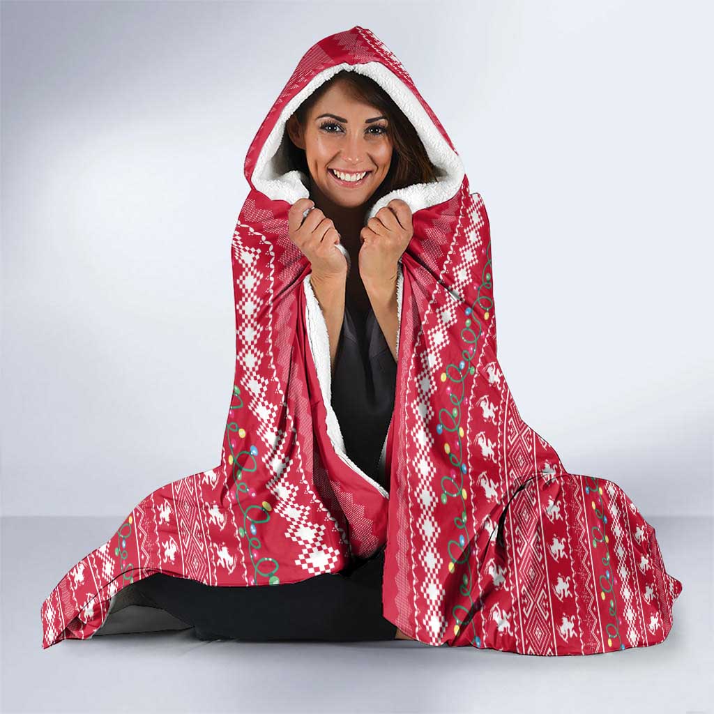 Austria Christmas Hooded Blanket with German Text Red Pattern and Festive Lights - Wonder Print Shop