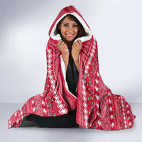 Austria Christmas Hooded Blanket with German Text Red Pattern and Festive Lights - Wonder Print Shop