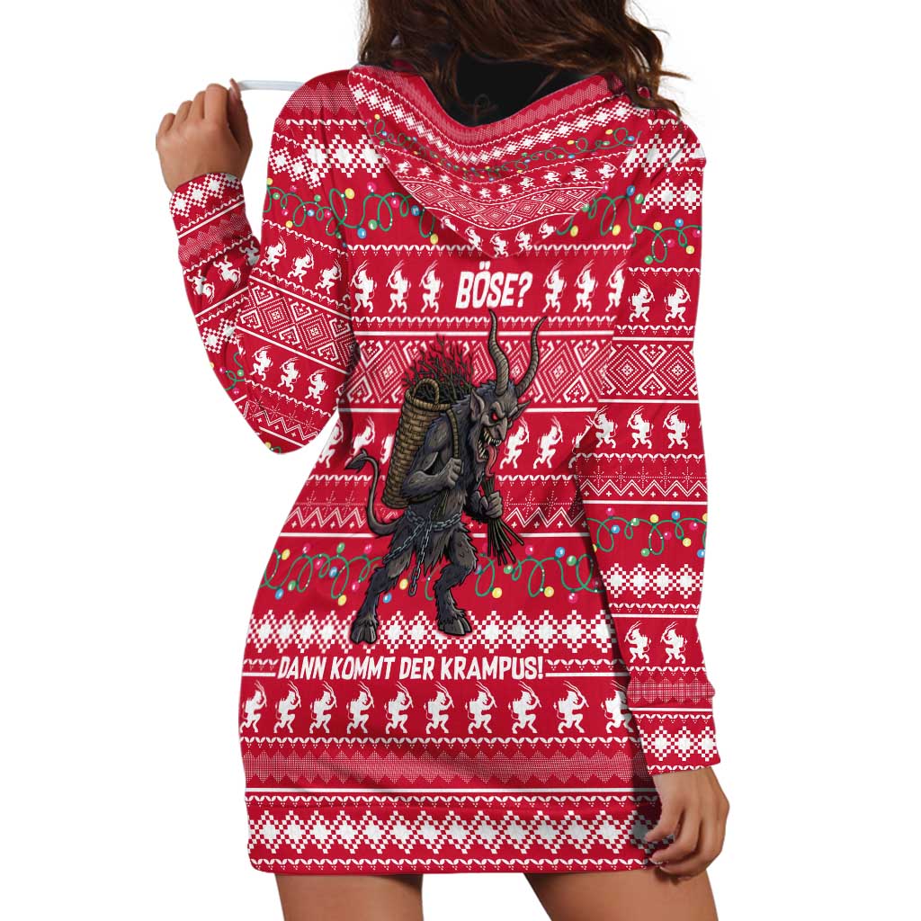 Austria Christmas Hoodie Dress with German Text Red Pattern and Festive Lights - Wonder Print Shop