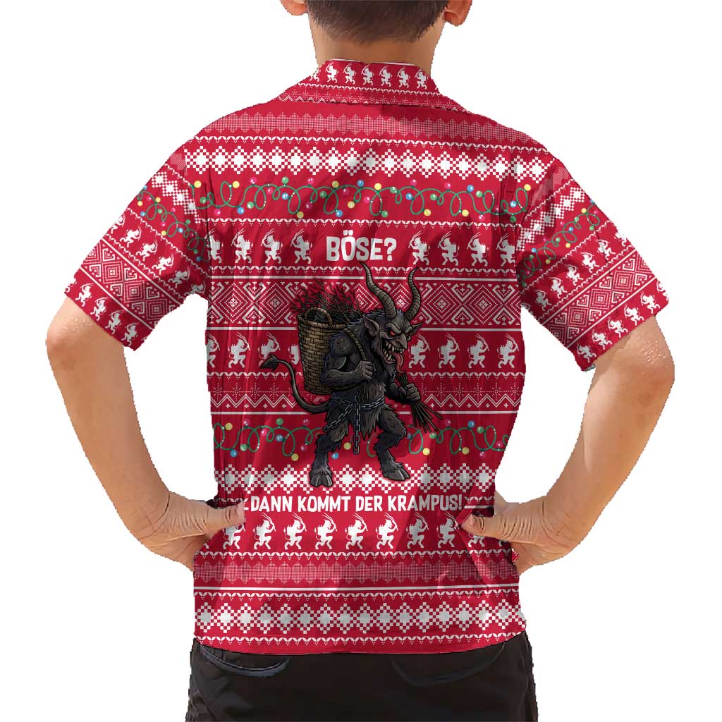 Austria Christmas Kid Hawaiian Shirt with German Text Red Pattern and Festive Lights - Wonder Print Shop