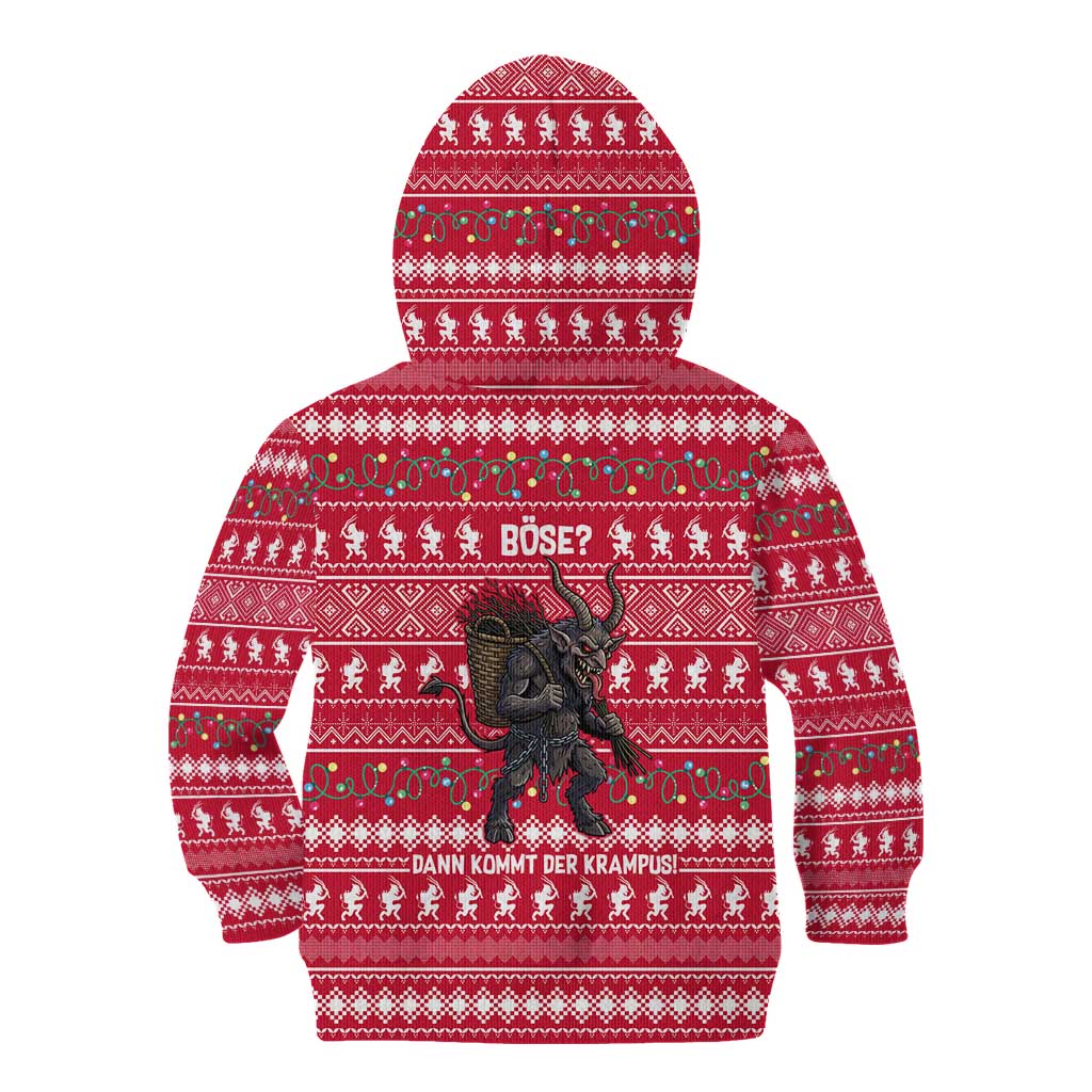 Austria Christmas Kid Hoodie with German Text Red Pattern and Festive Lights - Wonder Print Shop