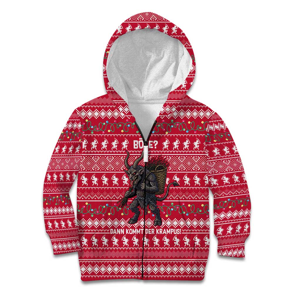 Austria Christmas Kid Hoodie with German Text Red Pattern and Festive Lights - Wonder Print Shop