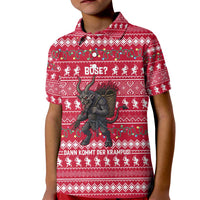 Austria Christmas Kid Polo Shirt with German Text Red Pattern and Festive Lights - Wonder Print Shop