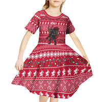Austria Christmas Kid Short Sleeve Dress with German Text Red Pattern and Festive Lights - Wonder Print Shop