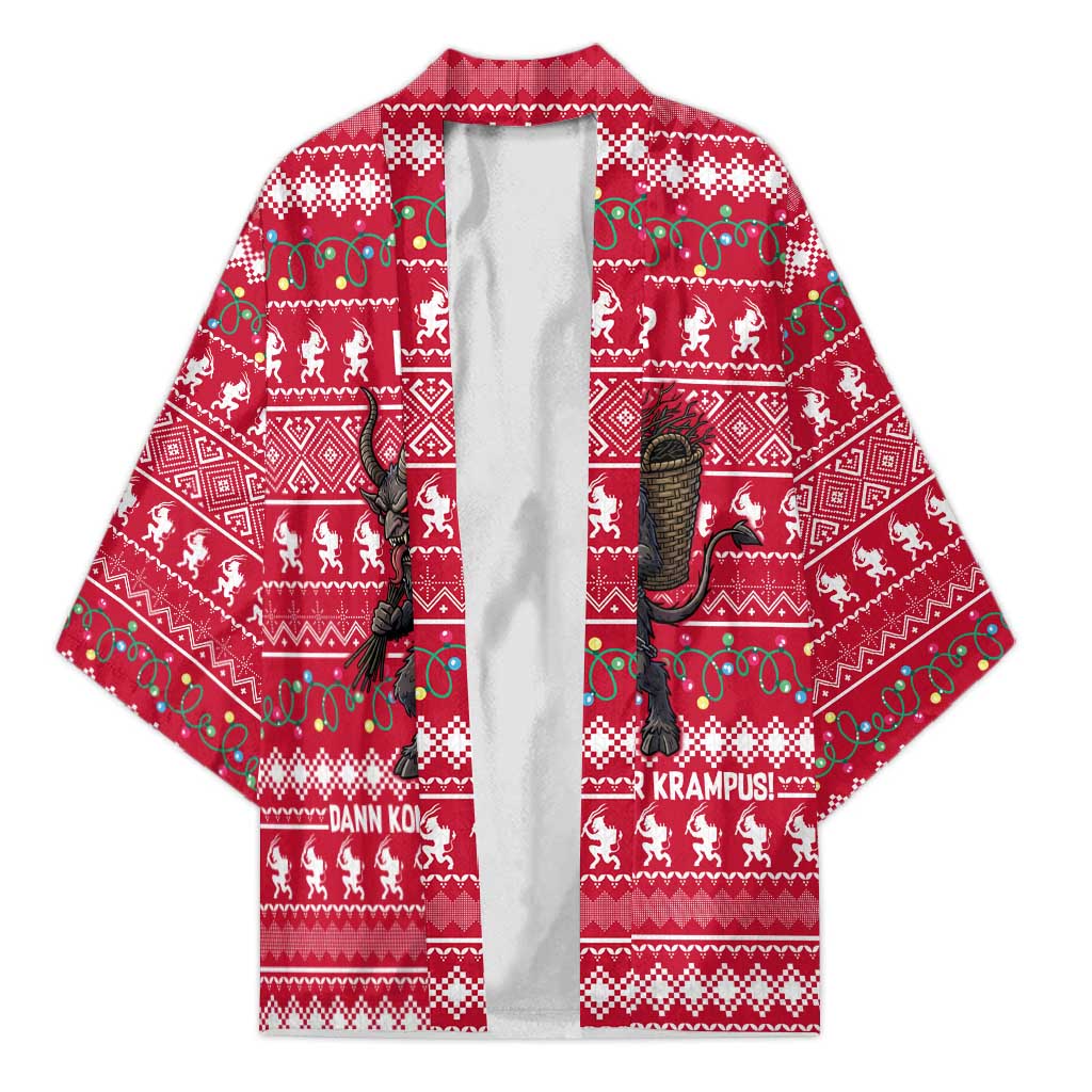 Austria Christmas Kimono with German Text Red Pattern and Festive Lights - Wonder Print Shop