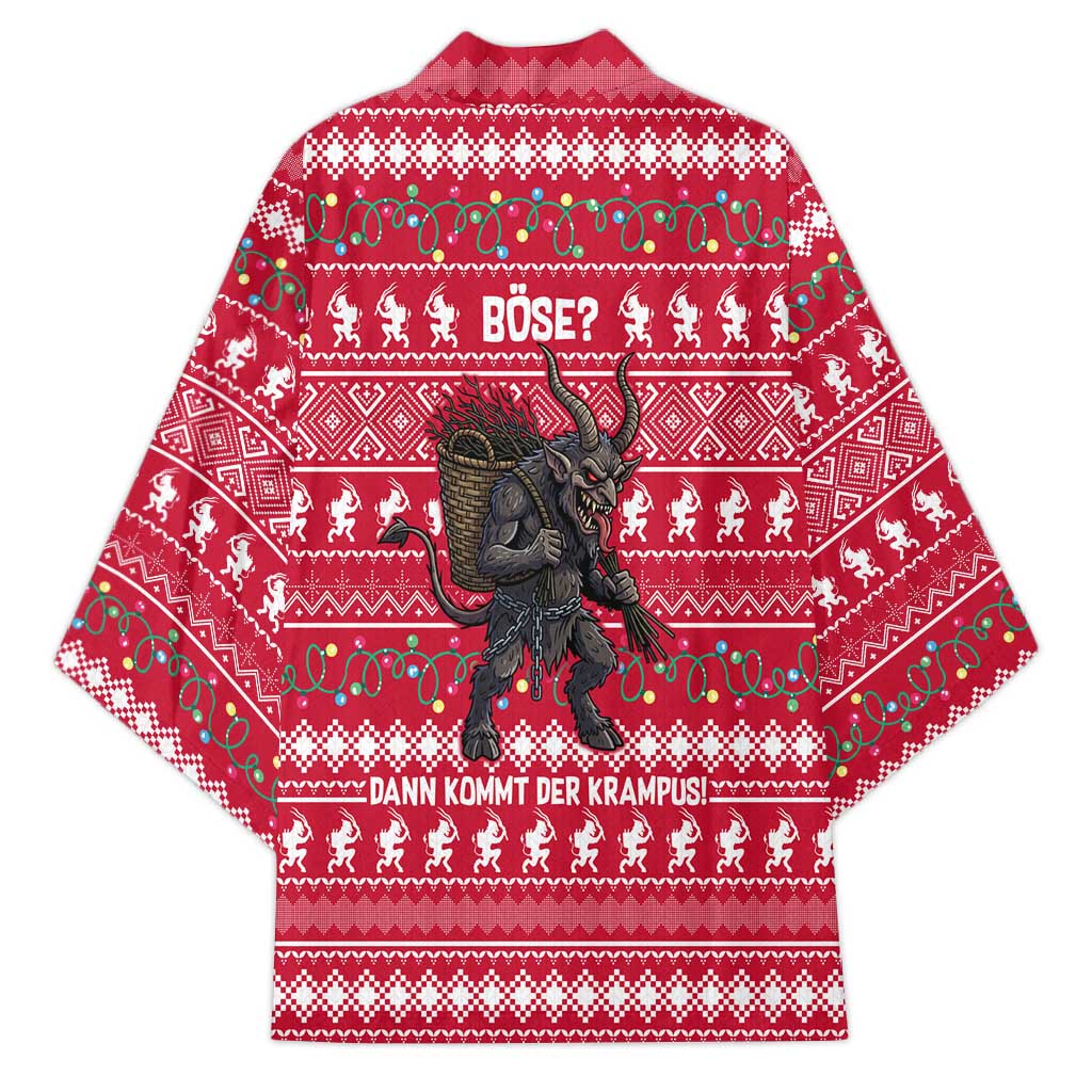 Austria Christmas Kimono with German Text Red Pattern and Festive Lights - Wonder Print Shop
