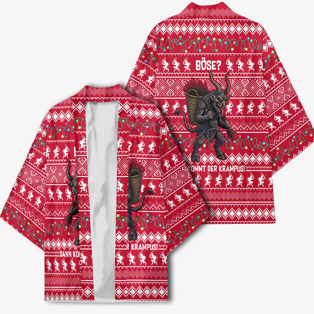 Austria Christmas Kimono with German Text Red Pattern and Festive Lights - Wonder Print Shop