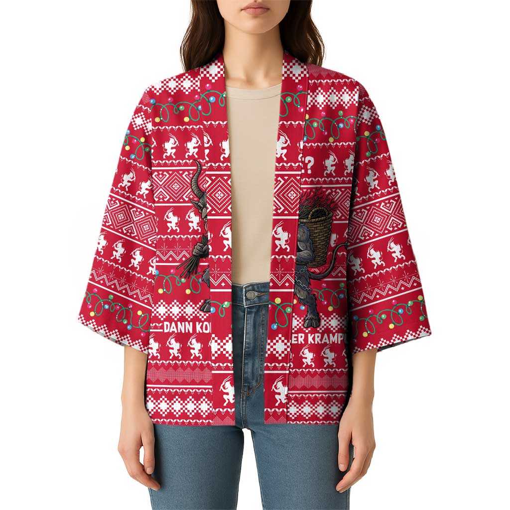 Austria Christmas Kimono with German Text Red Pattern and Festive Lights - Wonder Print Shop