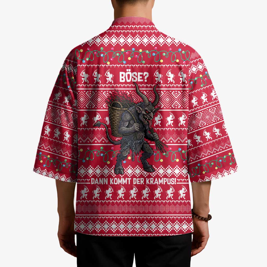 Austria Christmas Kimono with German Text Red Pattern and Festive Lights - Wonder Print Shop