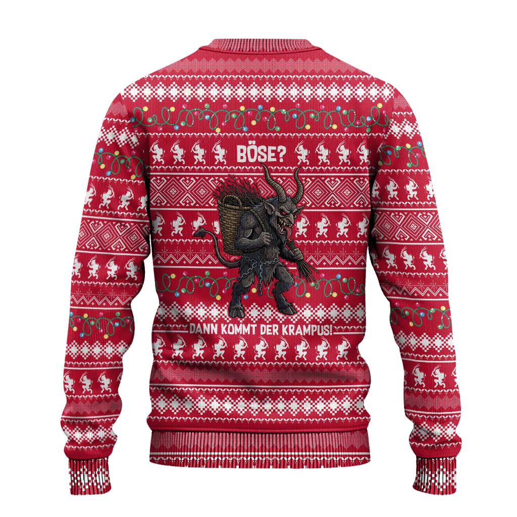 Austria Christmas Ugly Christmas Sweater with German Text Red Pattern and Festive Lights - Wonder Print Shop