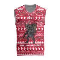 Austria Christmas Knitted V-Neck Vest with German Text Red Pattern and Festive Lights - Wonder Print Shop