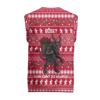 Austria Christmas Knitted V-Neck Vest with German Text Red Pattern and Festive Lights - Wonder Print Shop