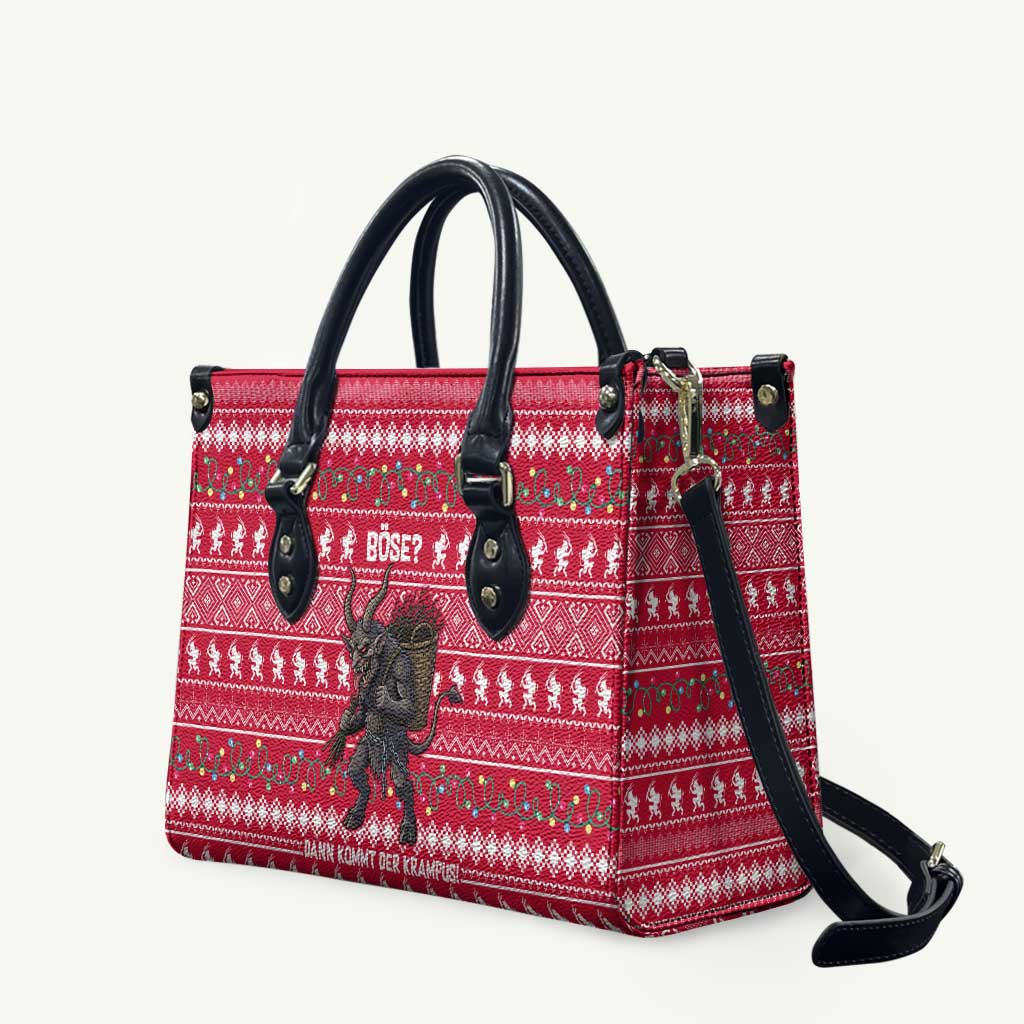 Austria Christmas Leather Bag with German Text Red Pattern and Festive Lights - Wonder Print Shop