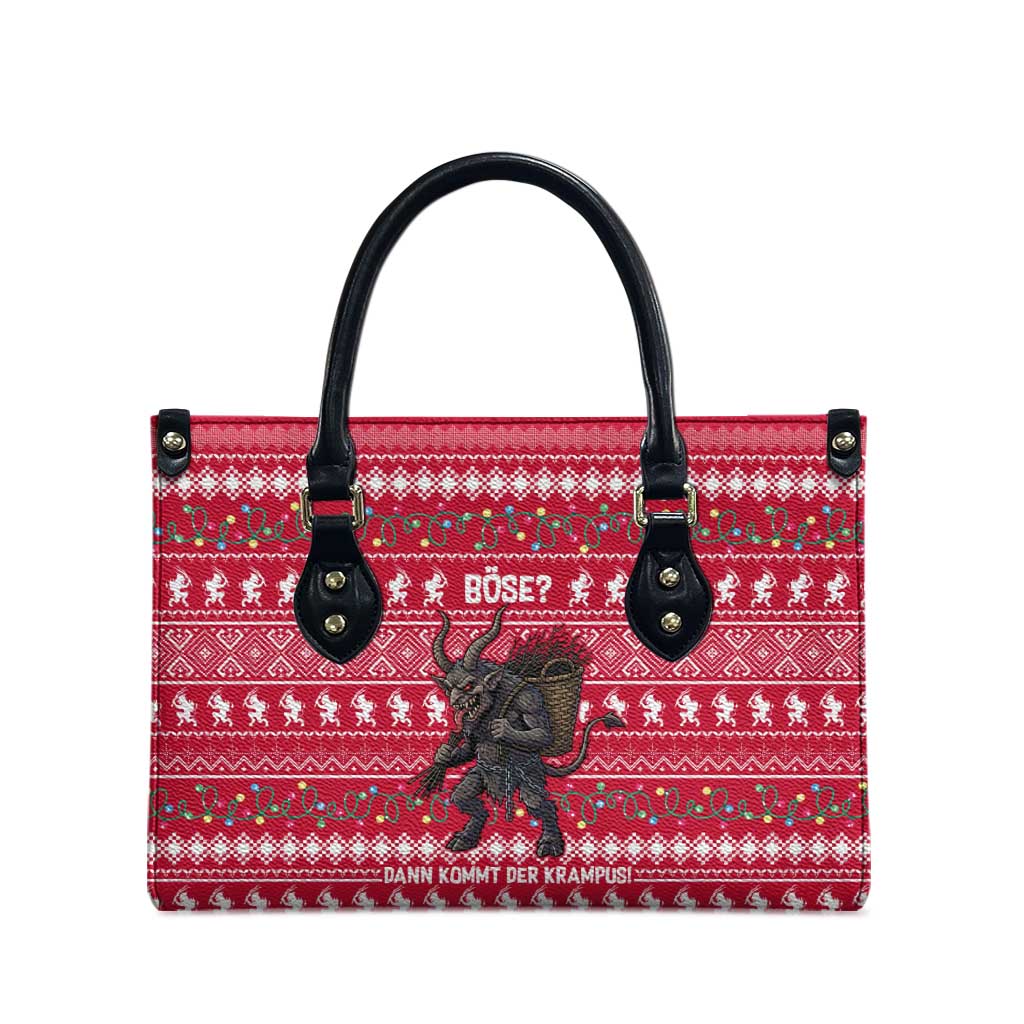 Austria Christmas Leather Bag with German Text Red Pattern and Festive Lights - Wonder Print Shop