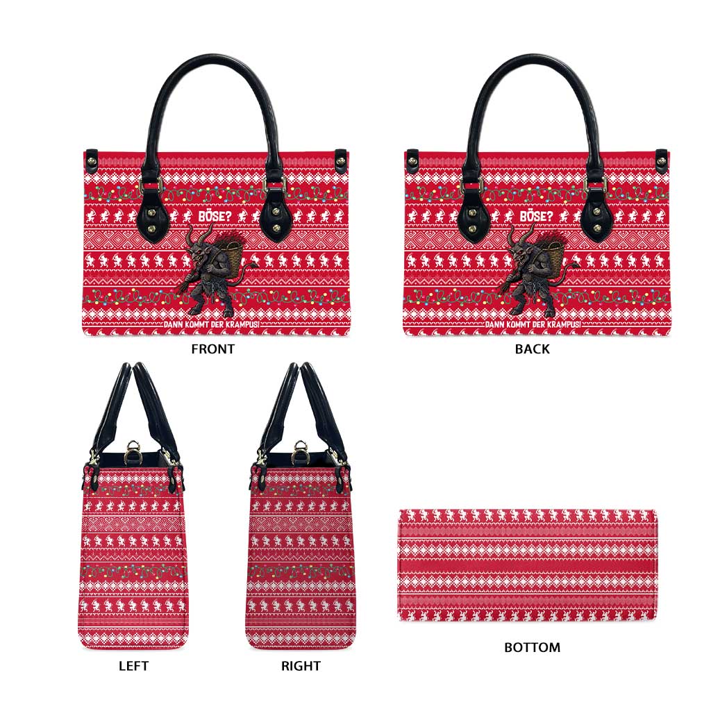 Austria Christmas Leather Bag with German Text Red Pattern and Festive Lights - Wonder Print Shop