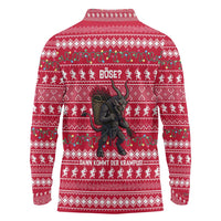 Austria Christmas Long Sleeve Polo Shirt with German Text Red Pattern and Festive Lights - Wonder Print Shop