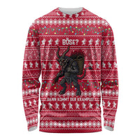 Austria Christmas Long Sleeve Shirt with German Text Red Pattern and Festive Lights - Wonder Print Shop