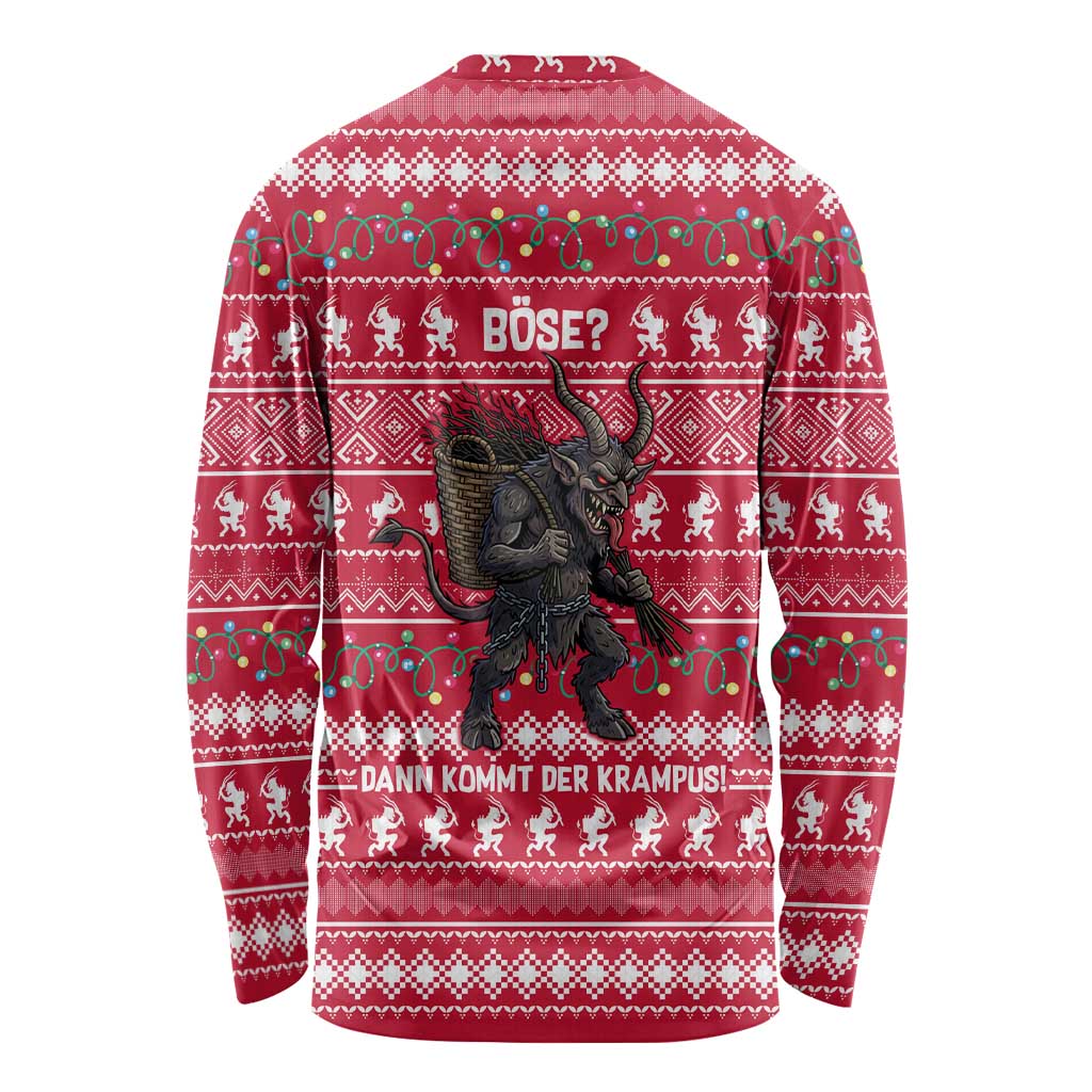 Austria Christmas Long Sleeve Shirt with German Text Red Pattern and Festive Lights - Wonder Print Shop