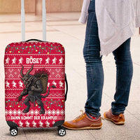 Austria Christmas Luggage Cover with German Text Red Pattern and Festive Lights - Wonder Print Shop